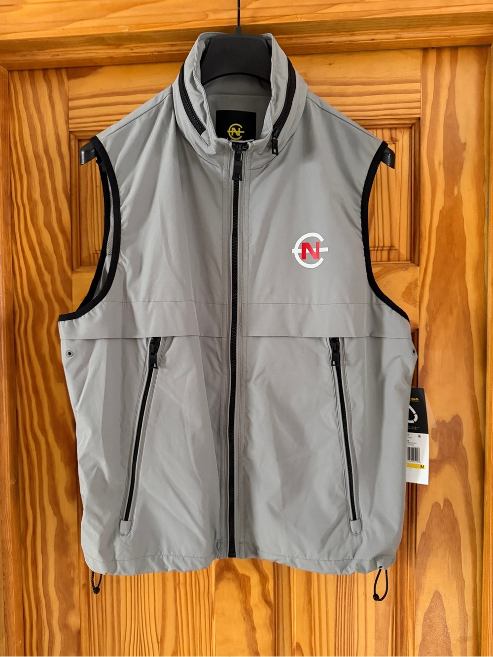 Nautica Light Gray Performance Zip Vest with Contrast Trim